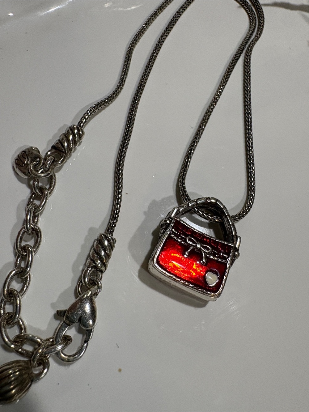 Brighton Red Enamel Handbag Pendant Necklace
